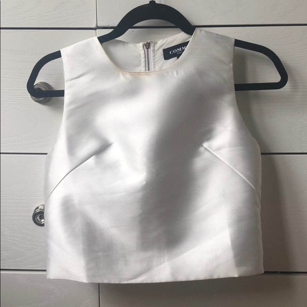 Sleeveless White Structured Top